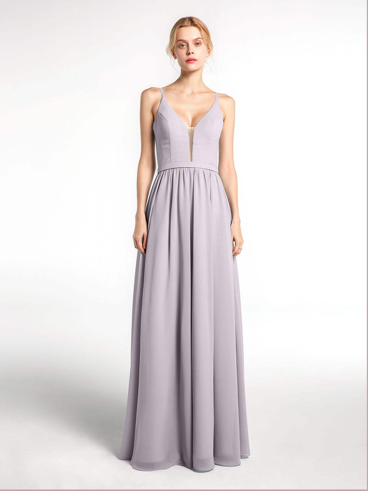 Spaghetti Strap Simple Dress with Notch Neck Dusk